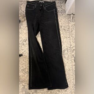 Re/Done Black Studded Waist Jeans
